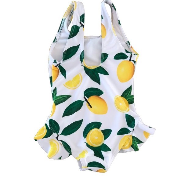 COPY - NWOT | GIRLS RUFFLED ONE-PIECE SWIMSUIT W/LEMONS PRINT | SZ 18M - Picture 3 of 3